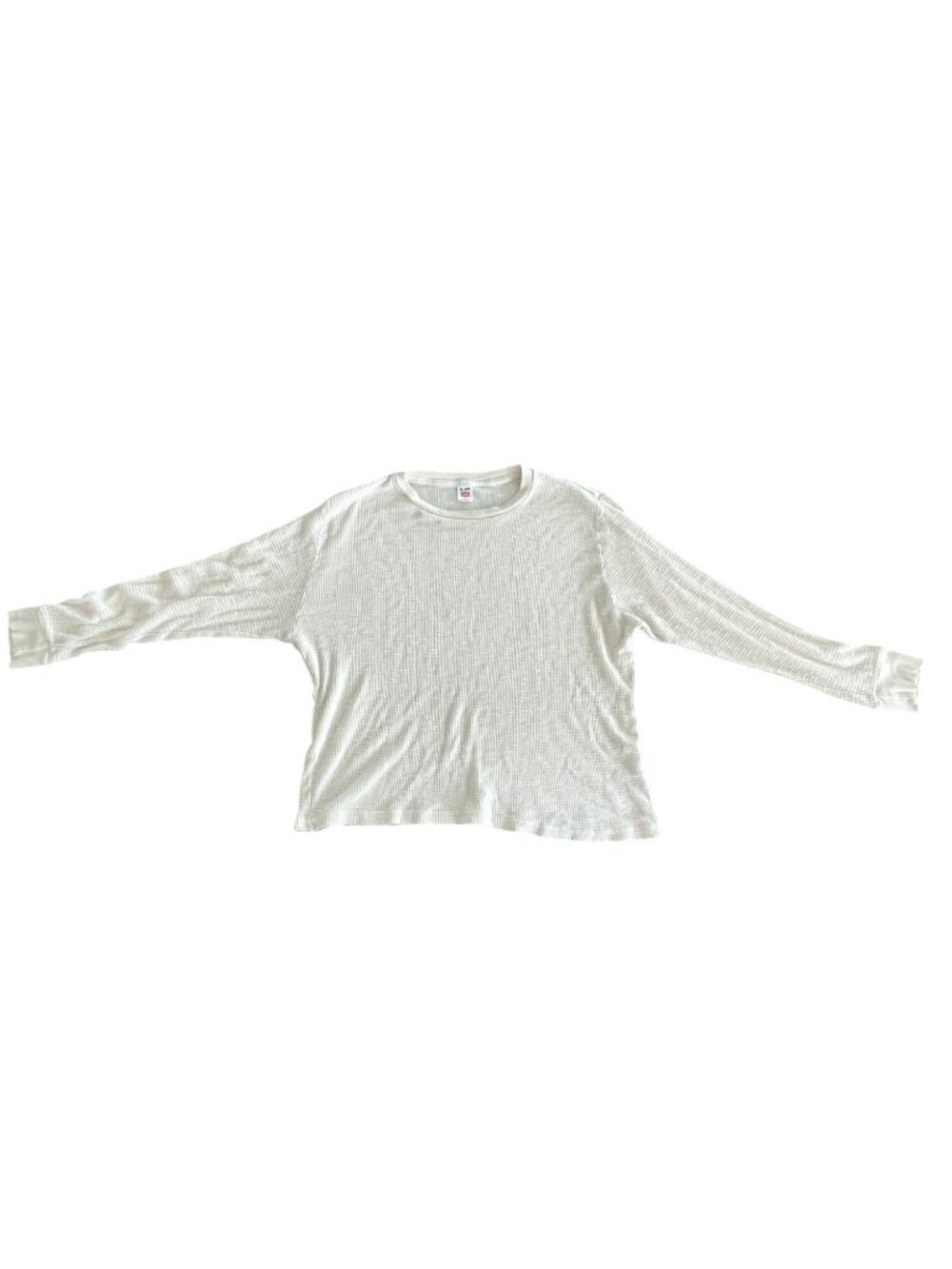 Re/Done Hanes White Thermal Waffle Long Sleeve Top S Made In USA - Picture 2 of 7